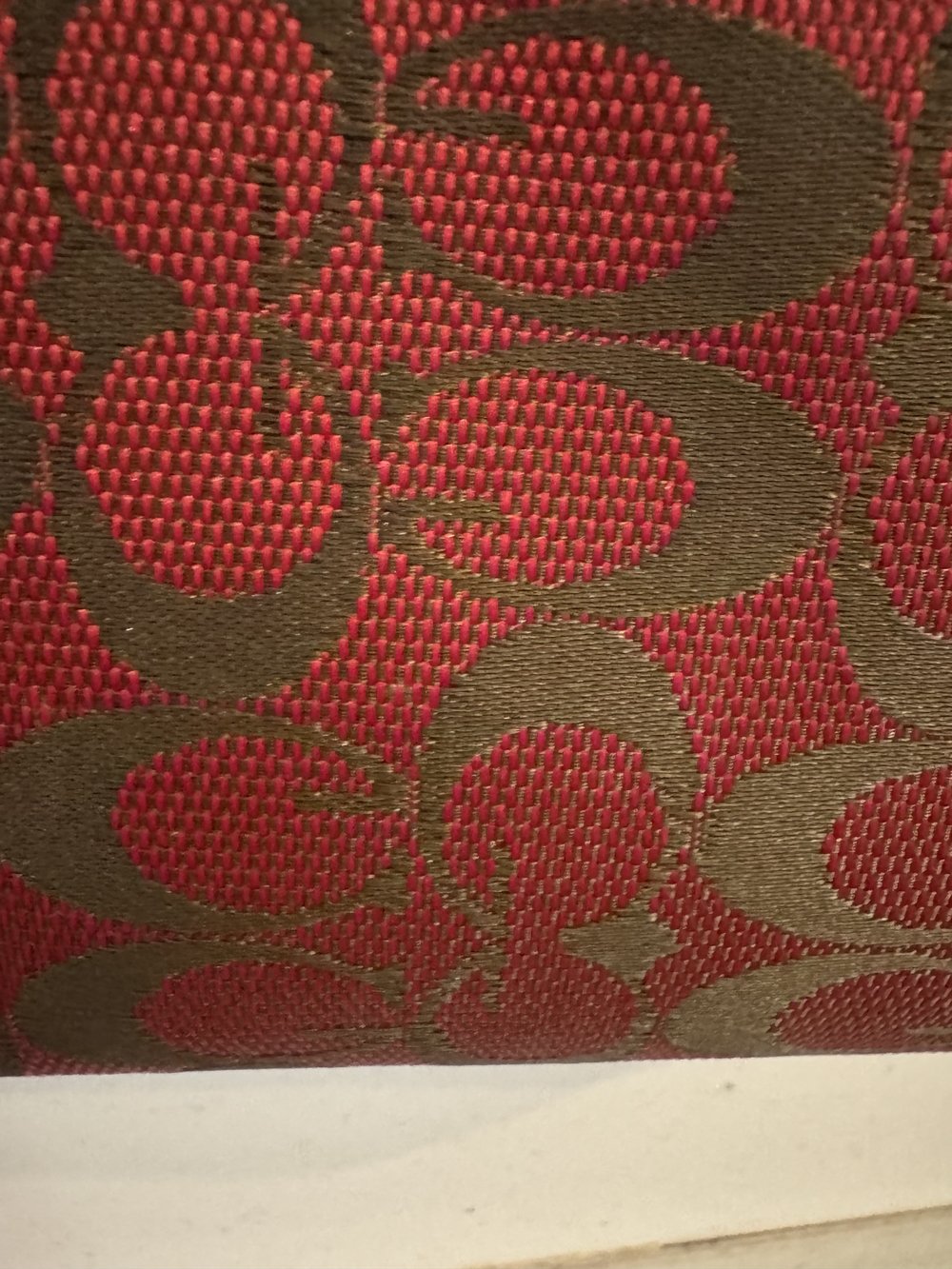 Signature-Print Red Crossbody Bag with Tan Trim - Picture 3 of 5